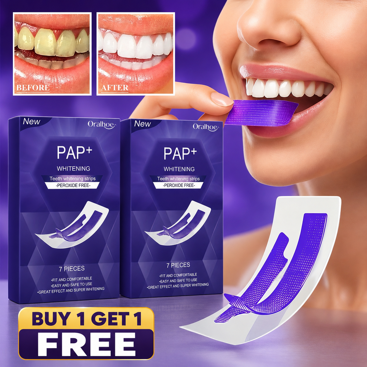 Nezzova™ Purple Teeth Whitening Strips