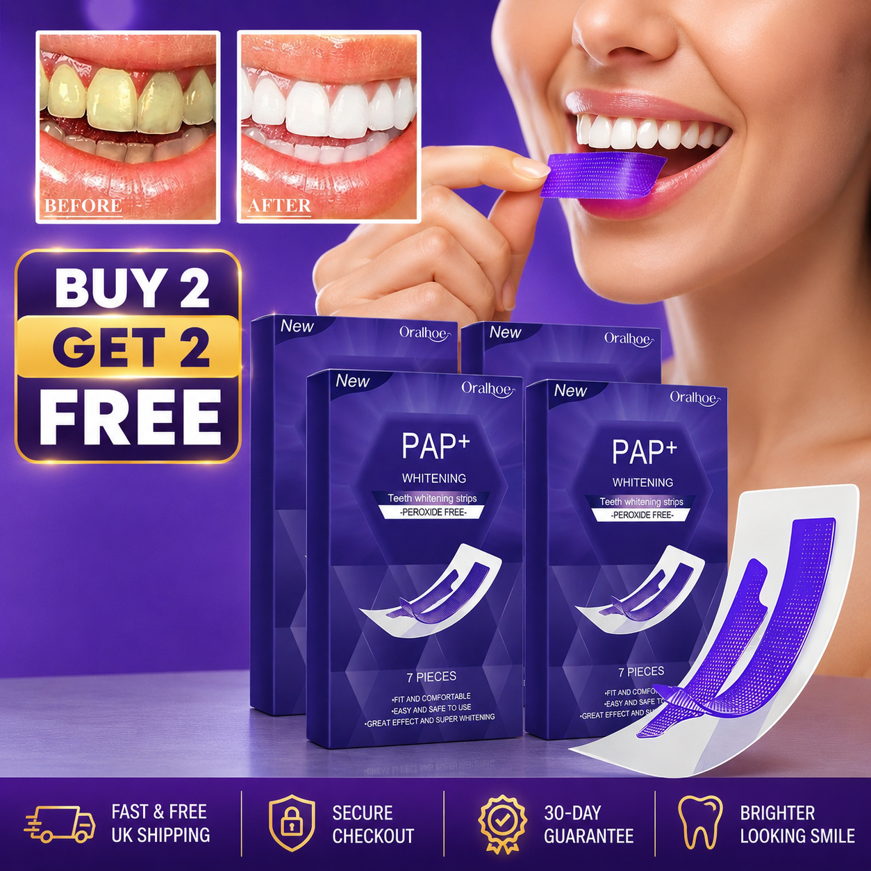 Nezzova™ Purple Teeth Whitening Strips